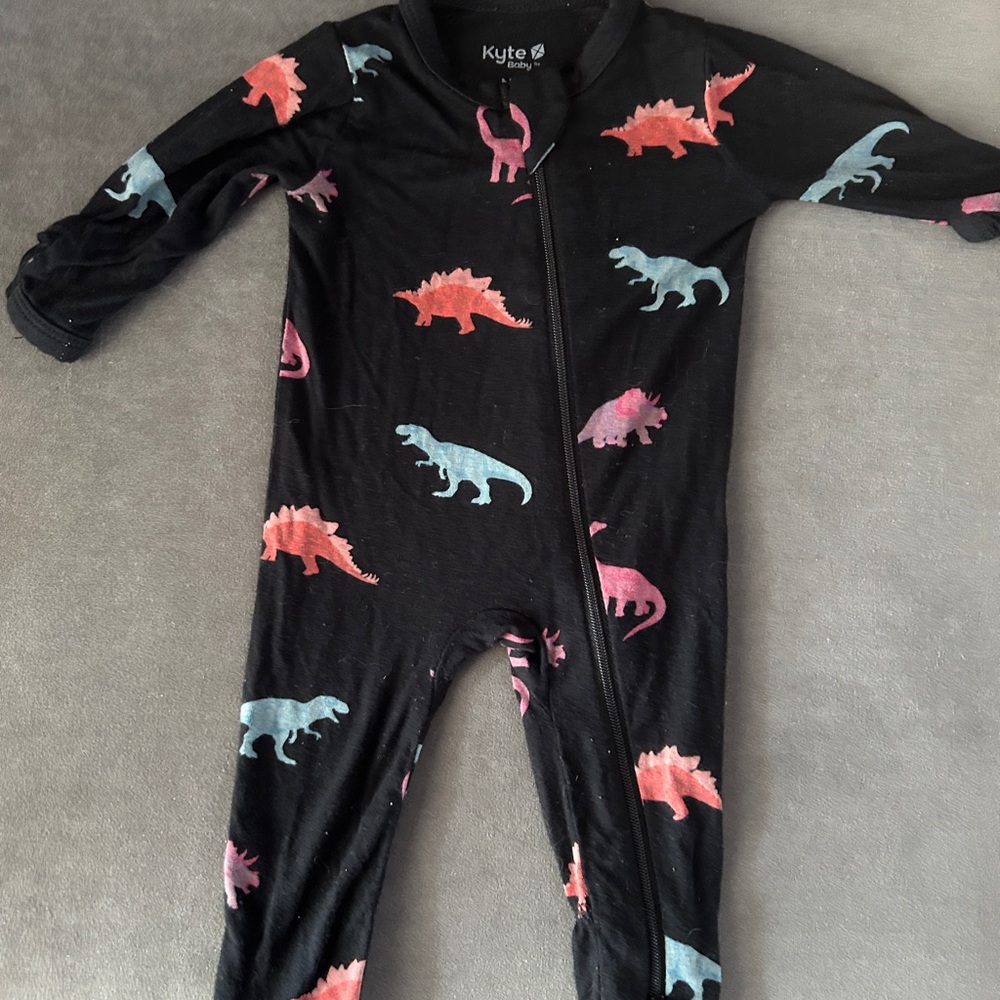 Kyte BABY Footie with Blue & Pink Dinosaur Prints